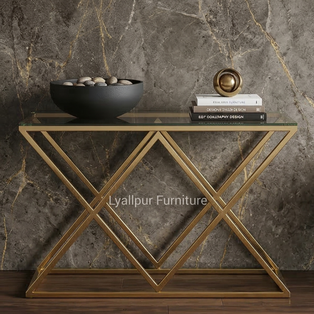 Gold Glass Console Table