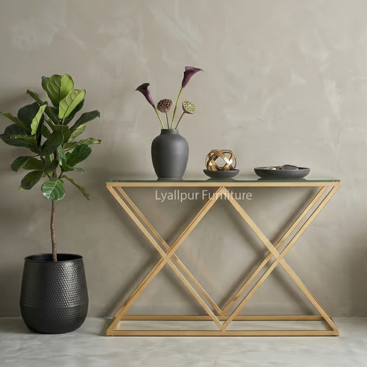 Gold Glass Console Table