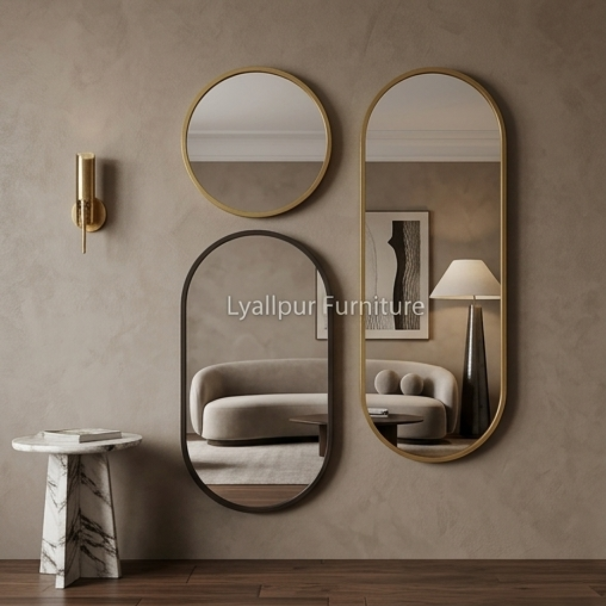 Gold Hexagon Honeycomb Mirror Set