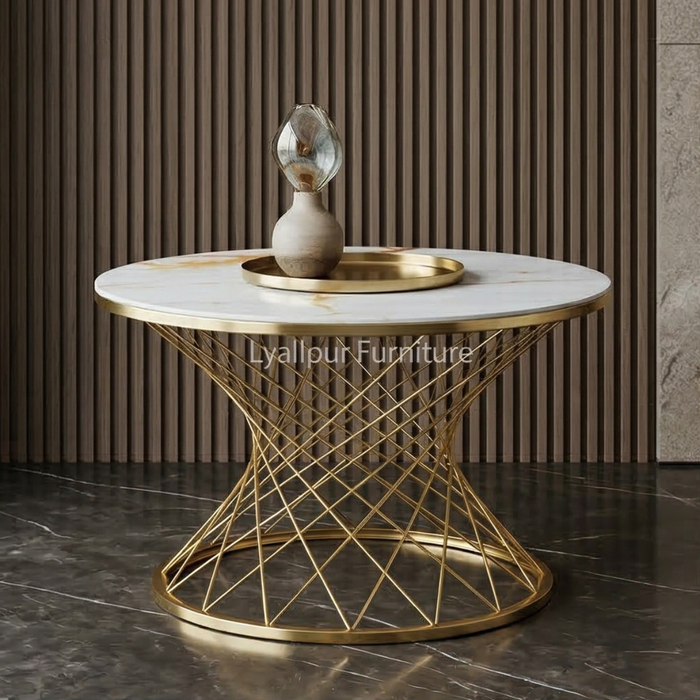 Gold Lattice Marble Coffee Table