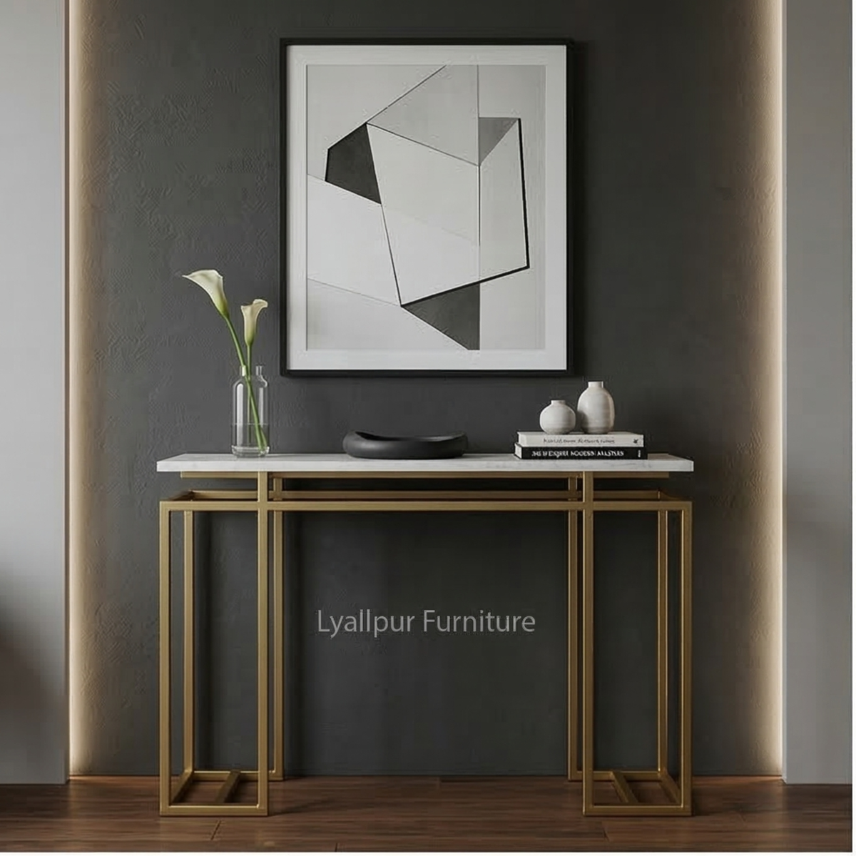 Gold Marble Console Table