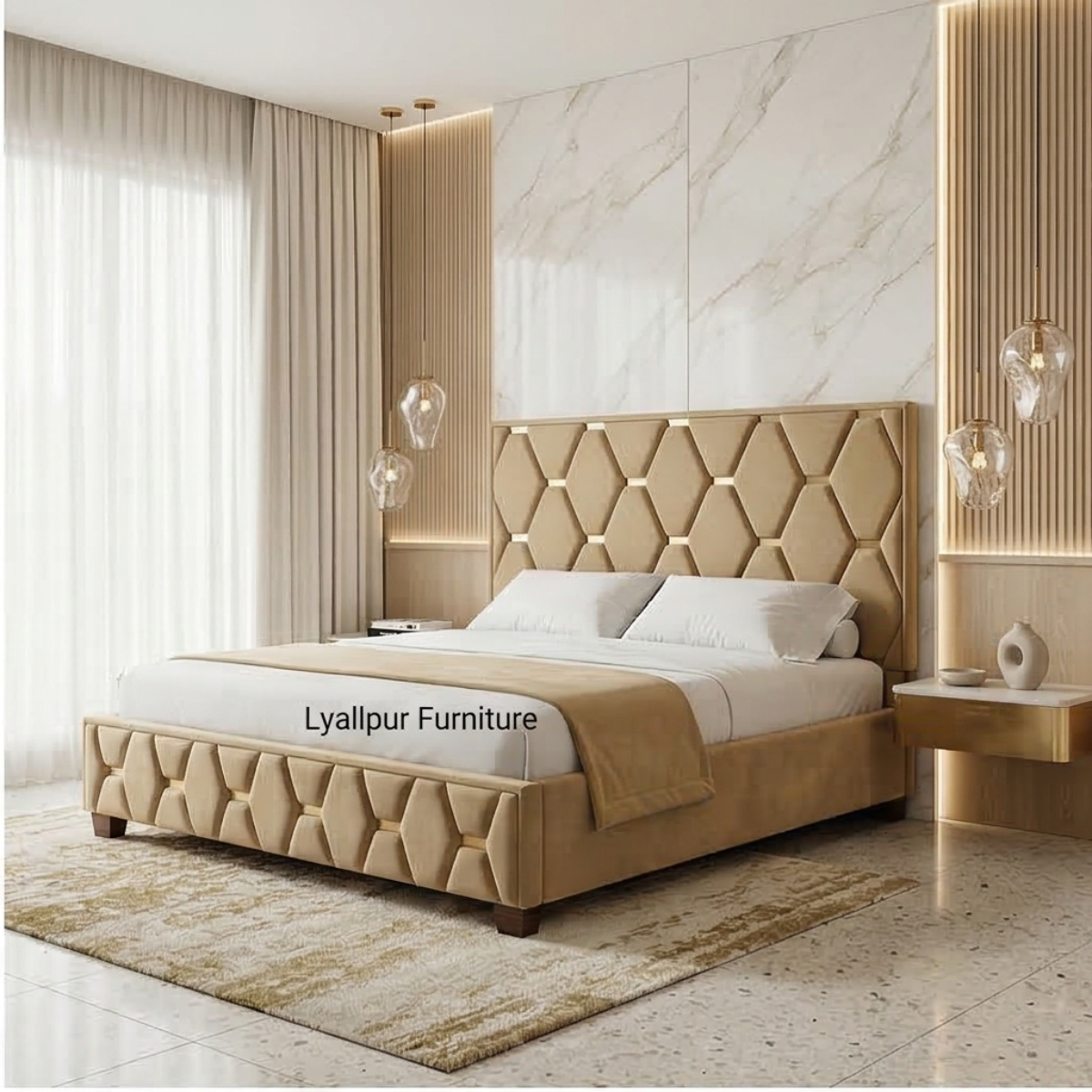 Gold Diamond Honeycomb Bed