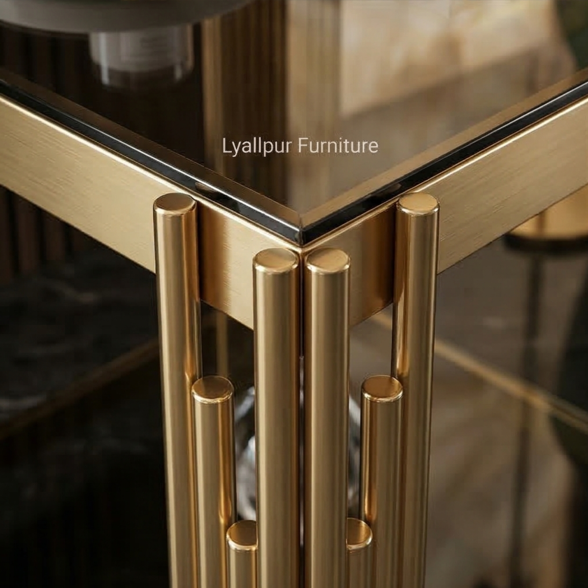 Gold Fluted Glass Side Table