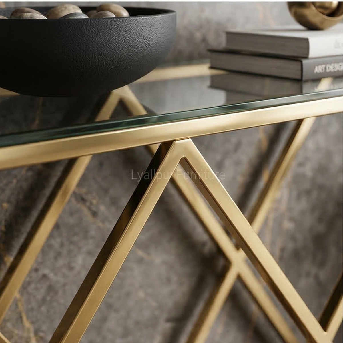 Gold Glass Console Table