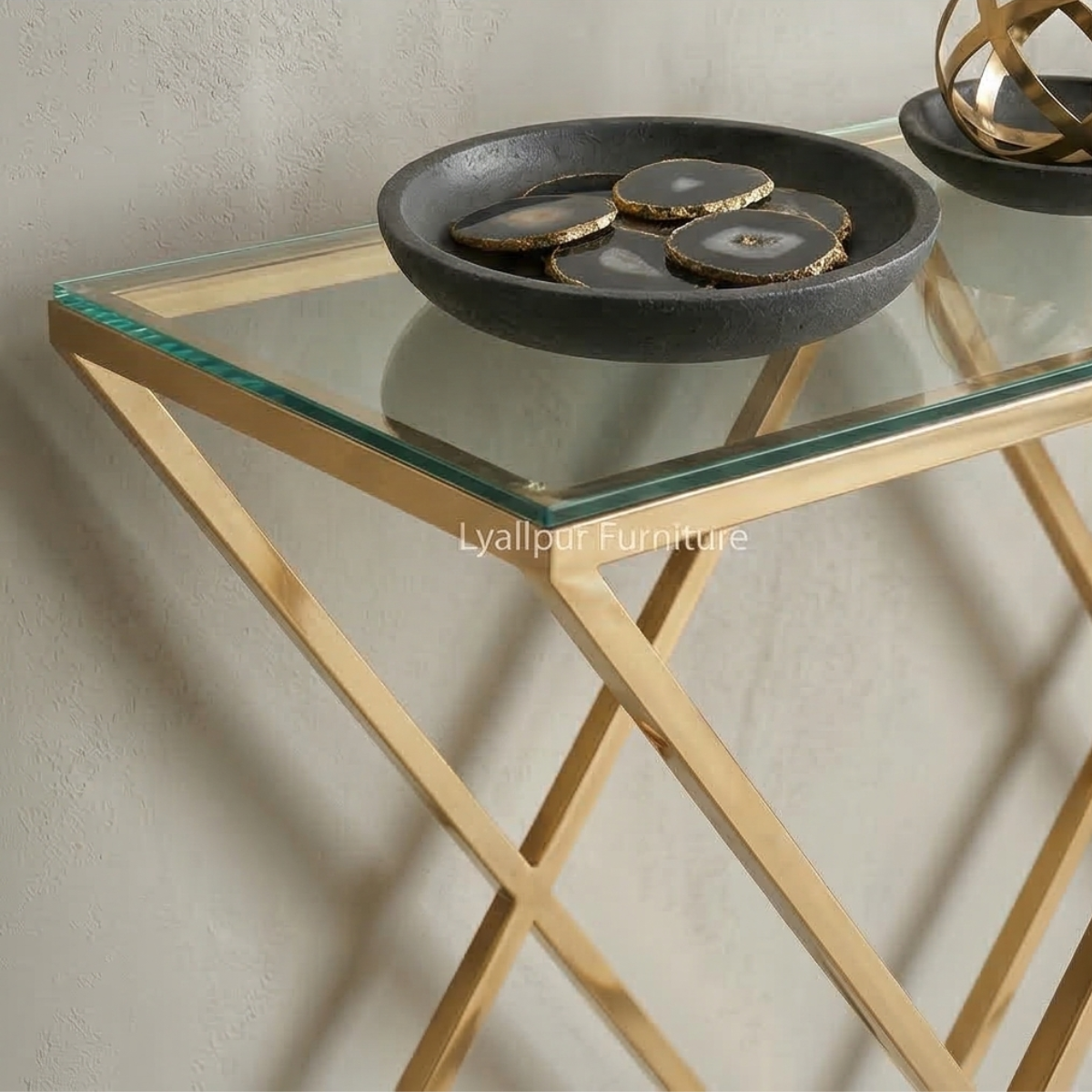 Gold Glass Console Table