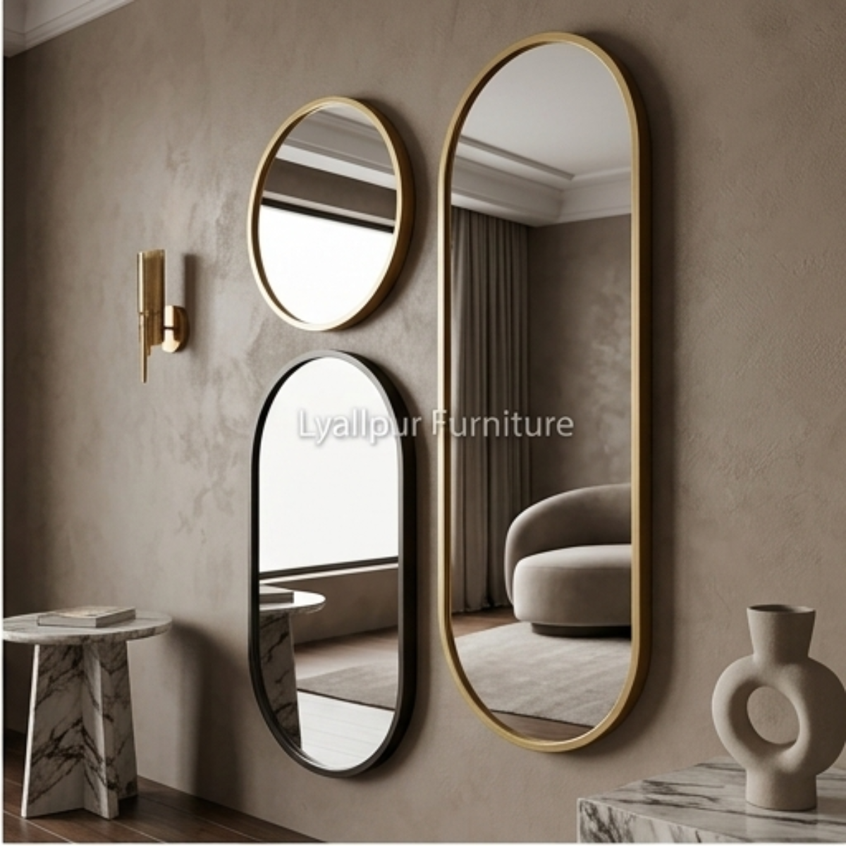 Gold Hexagon Honeycomb Mirror Set