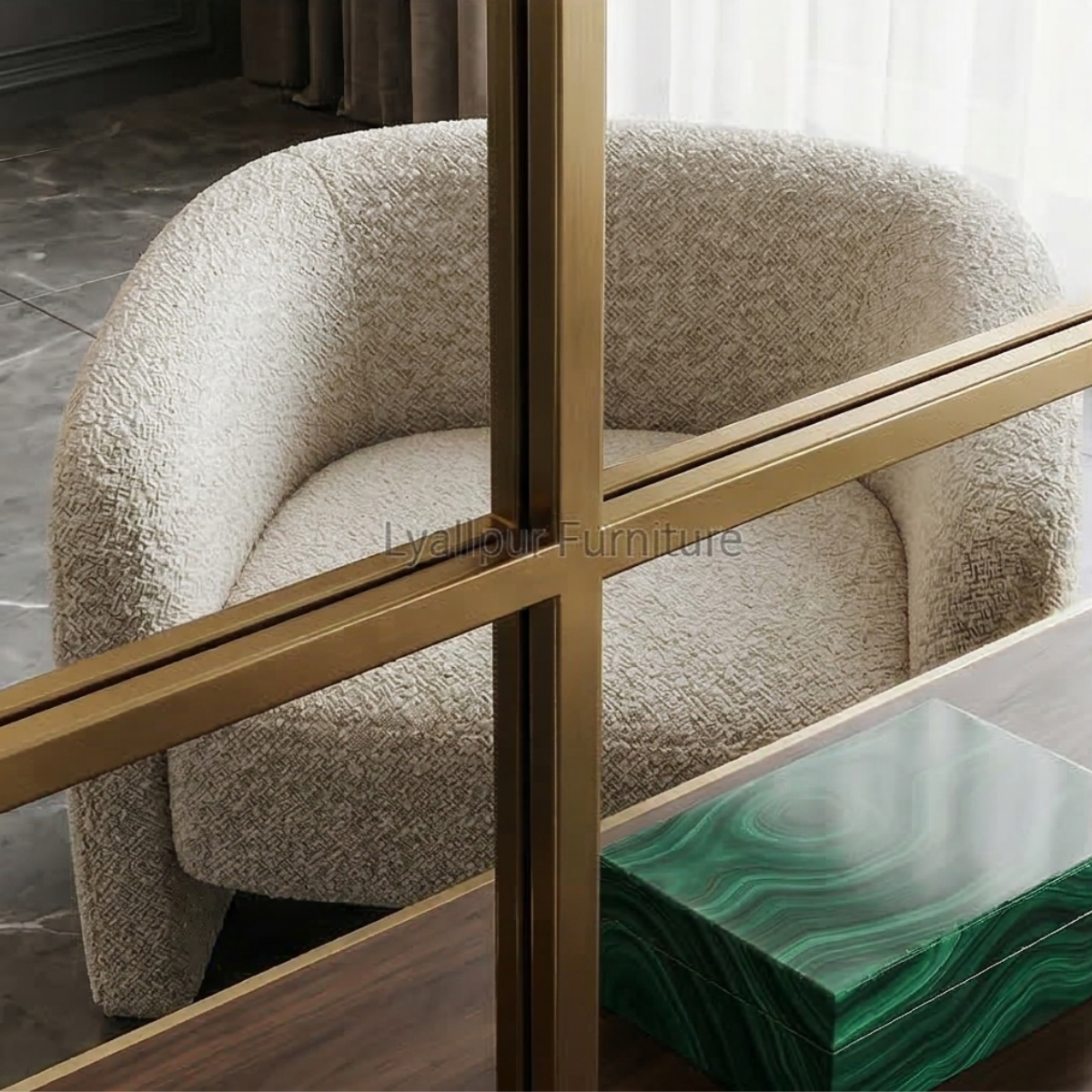 Gold Landscape Window Grid Mirror