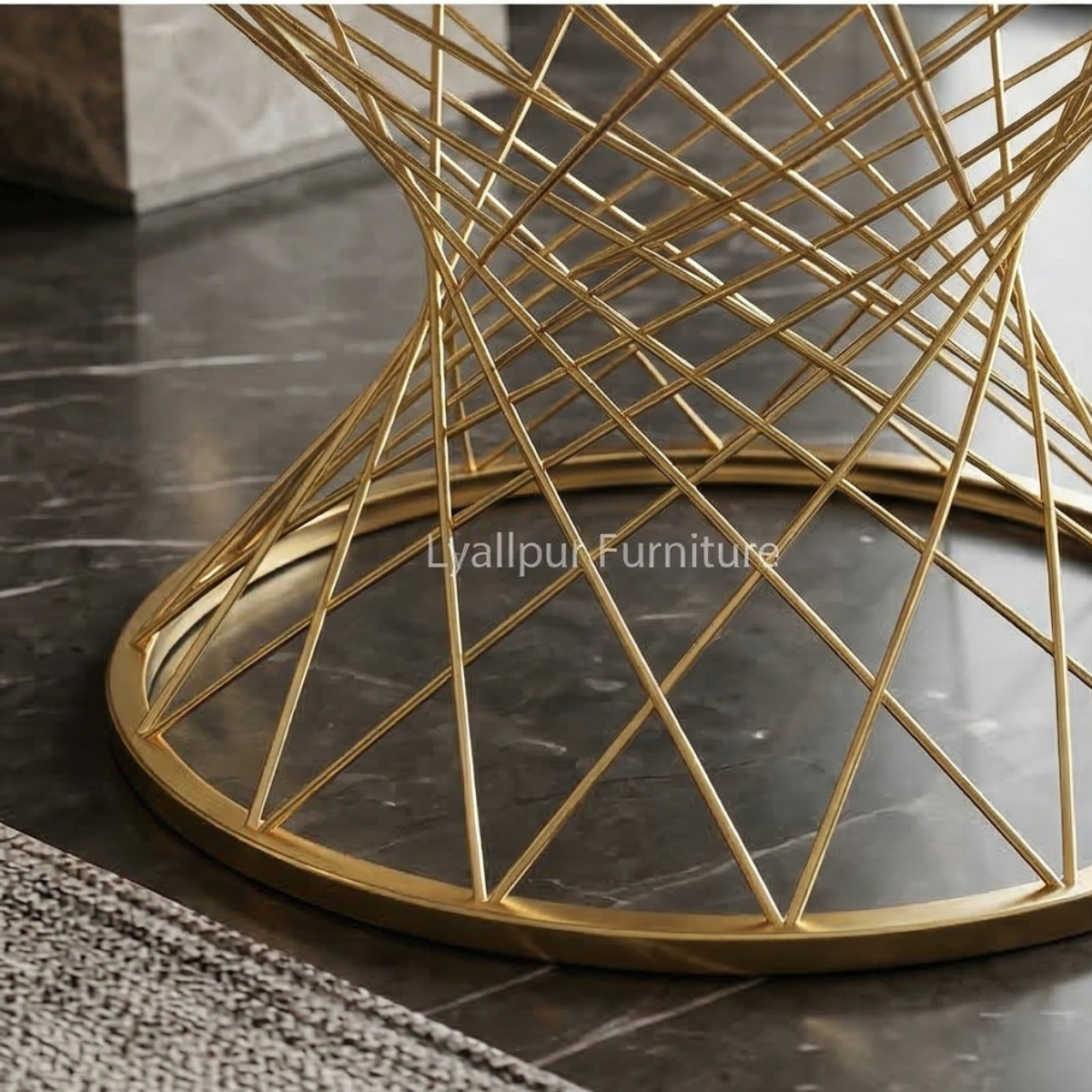 Gold Lattice Marble Coffee Table