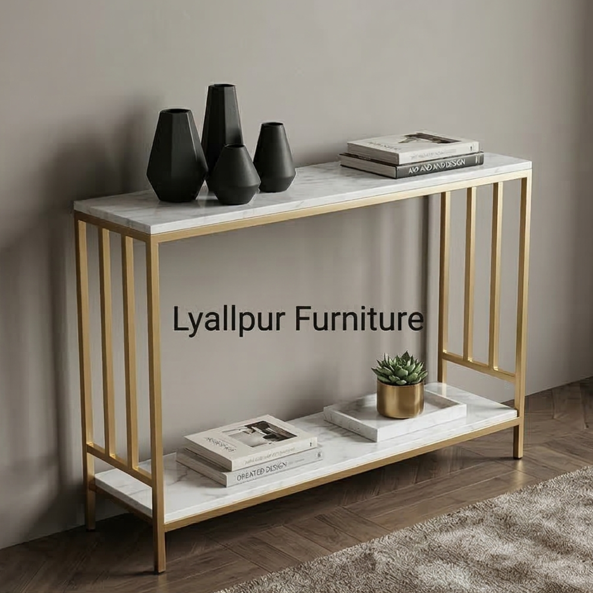 Gold Marble Console Table Shelf