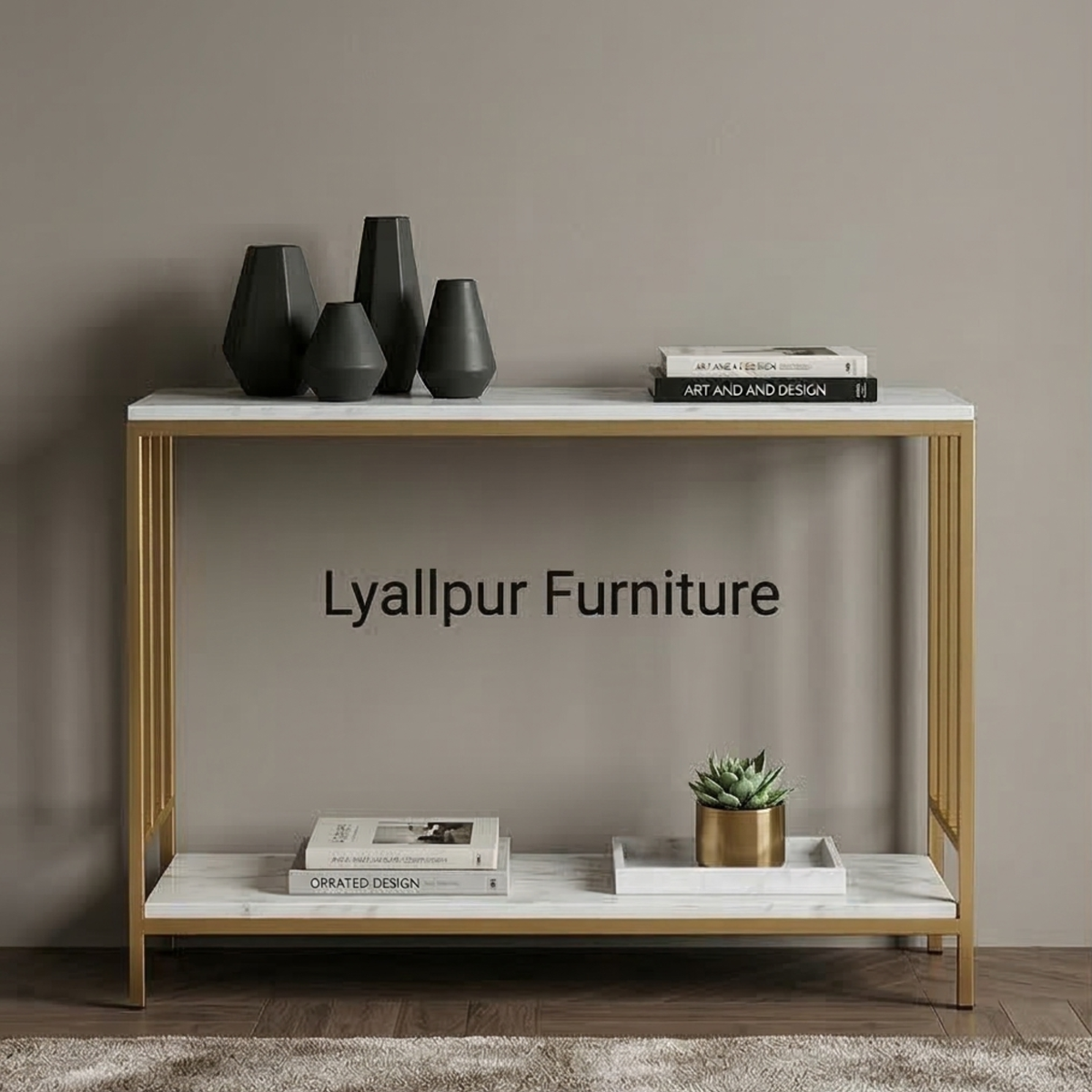 Gold Marble Console Table Shelf