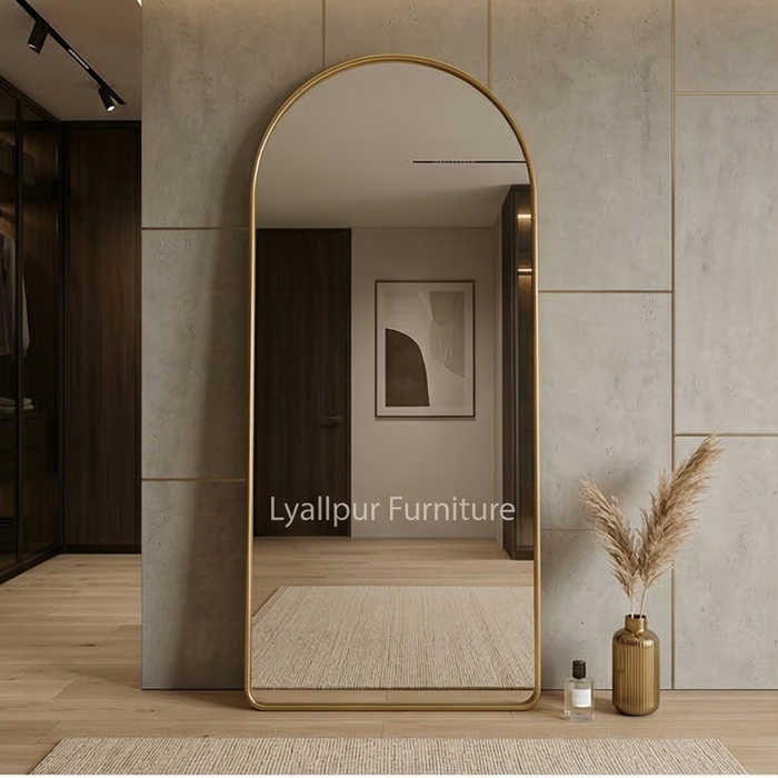 Gold Minimalist Arched Full-Length Mirror