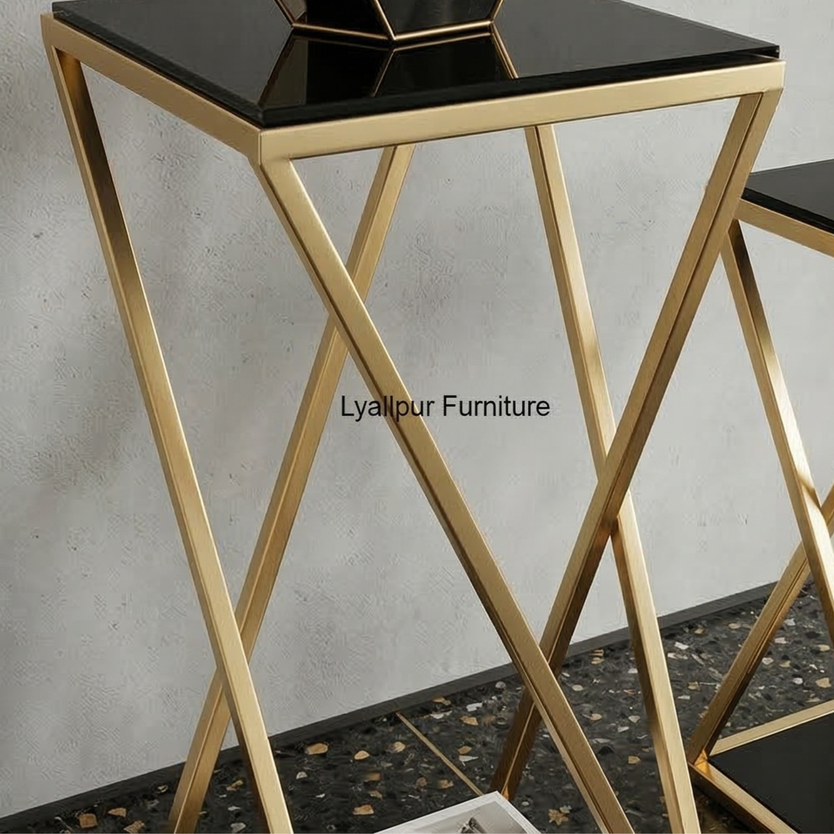 Gold Pedestal Plant Stand Set