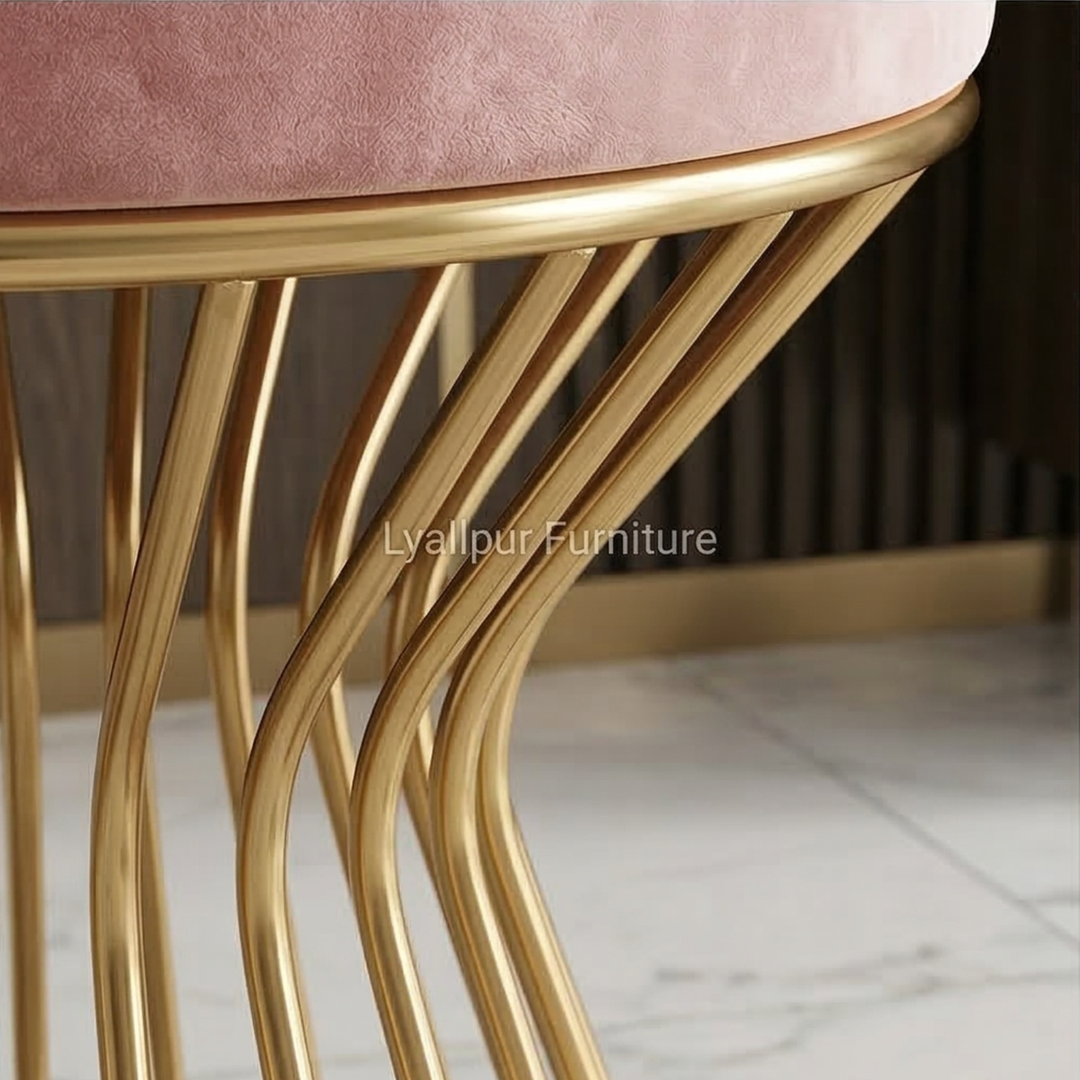 Gold Velvet Vanity Stool