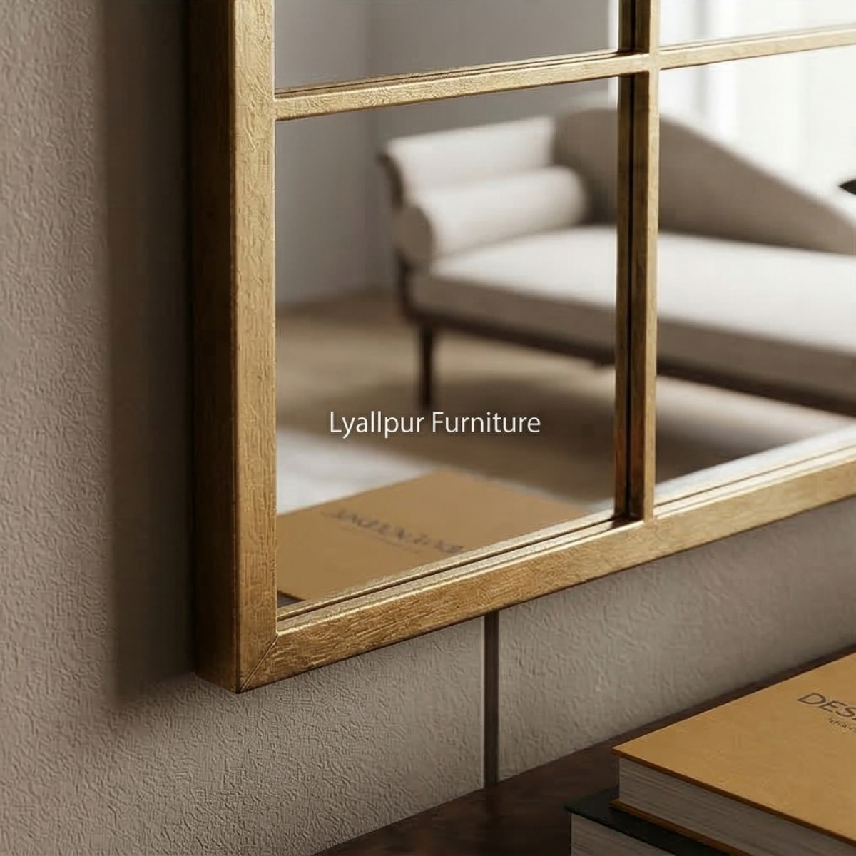 Gold Vertical Grid Mirror