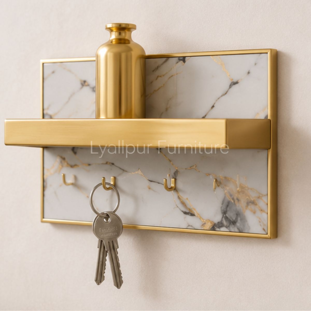 Golden Key Holder Wall Shelf