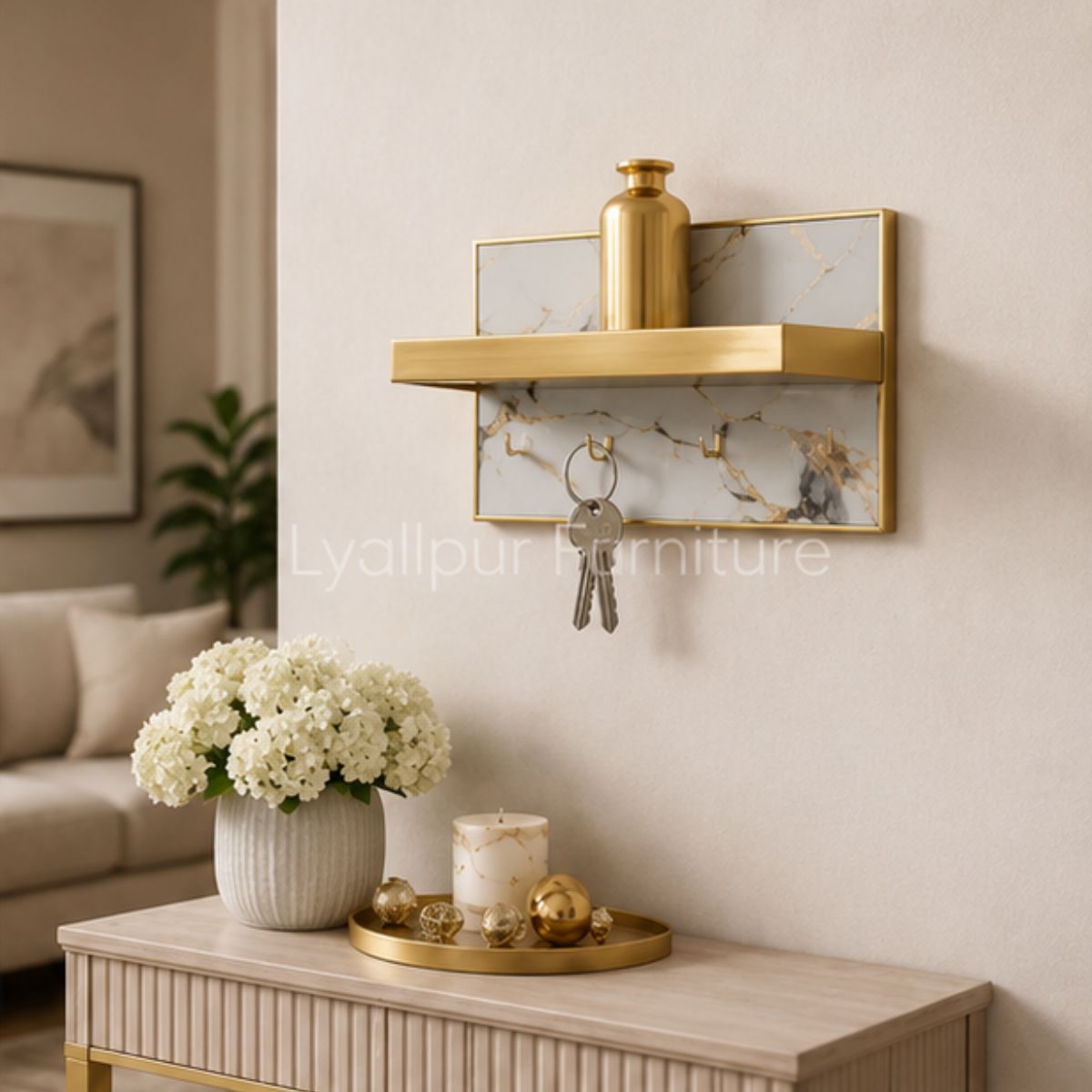 Golden Key Holder Wall Shelf