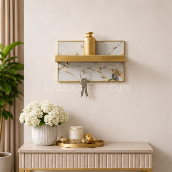 Golden Key Holder Wall Shelf