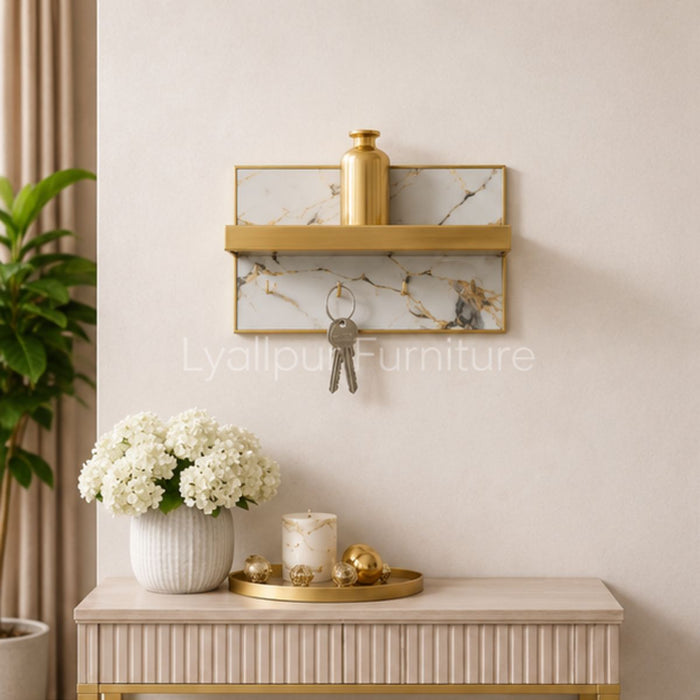 Golden Key Holder Wall Shelf