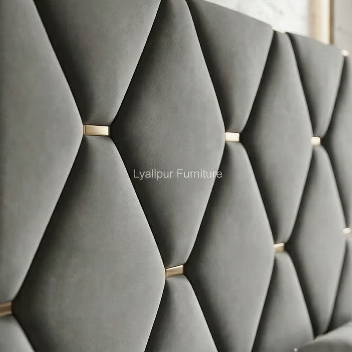 Grey Diamond Velvet Bed