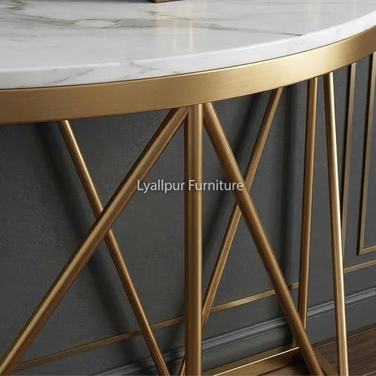 Half Moon Gold Marble Console