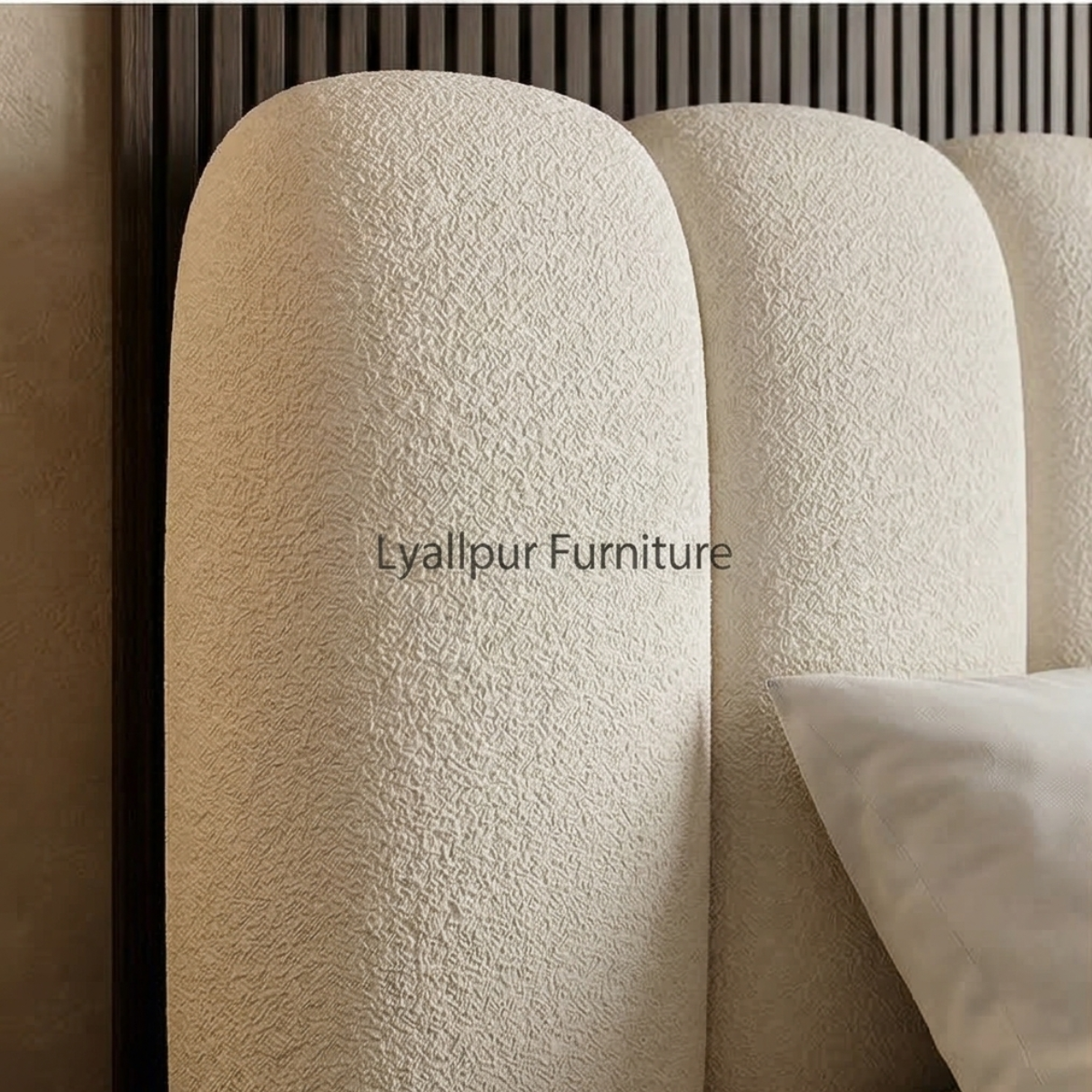 Ivory Bouclé Bolster Bed