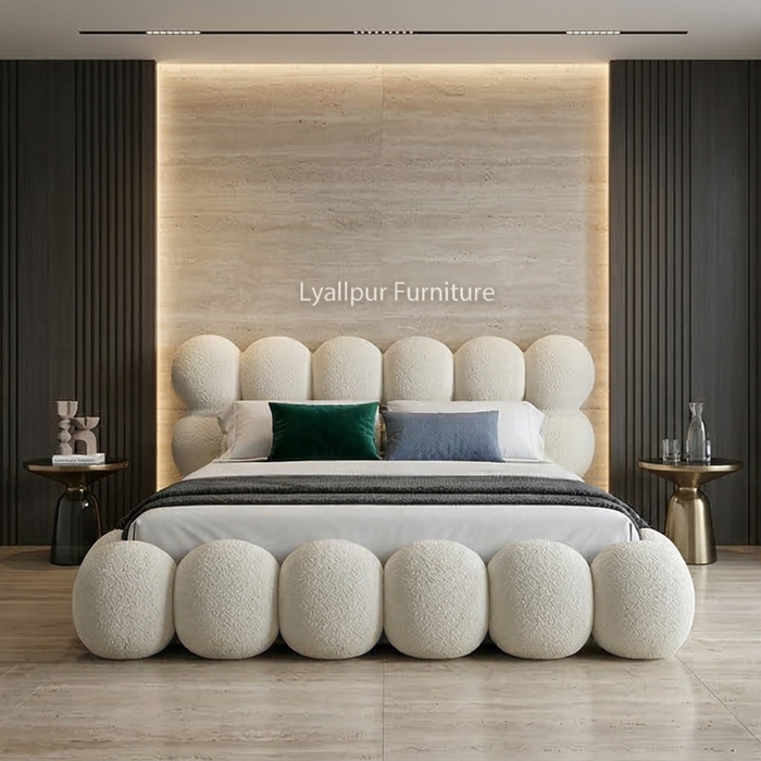 Ivory Bouclé Bubble Bed