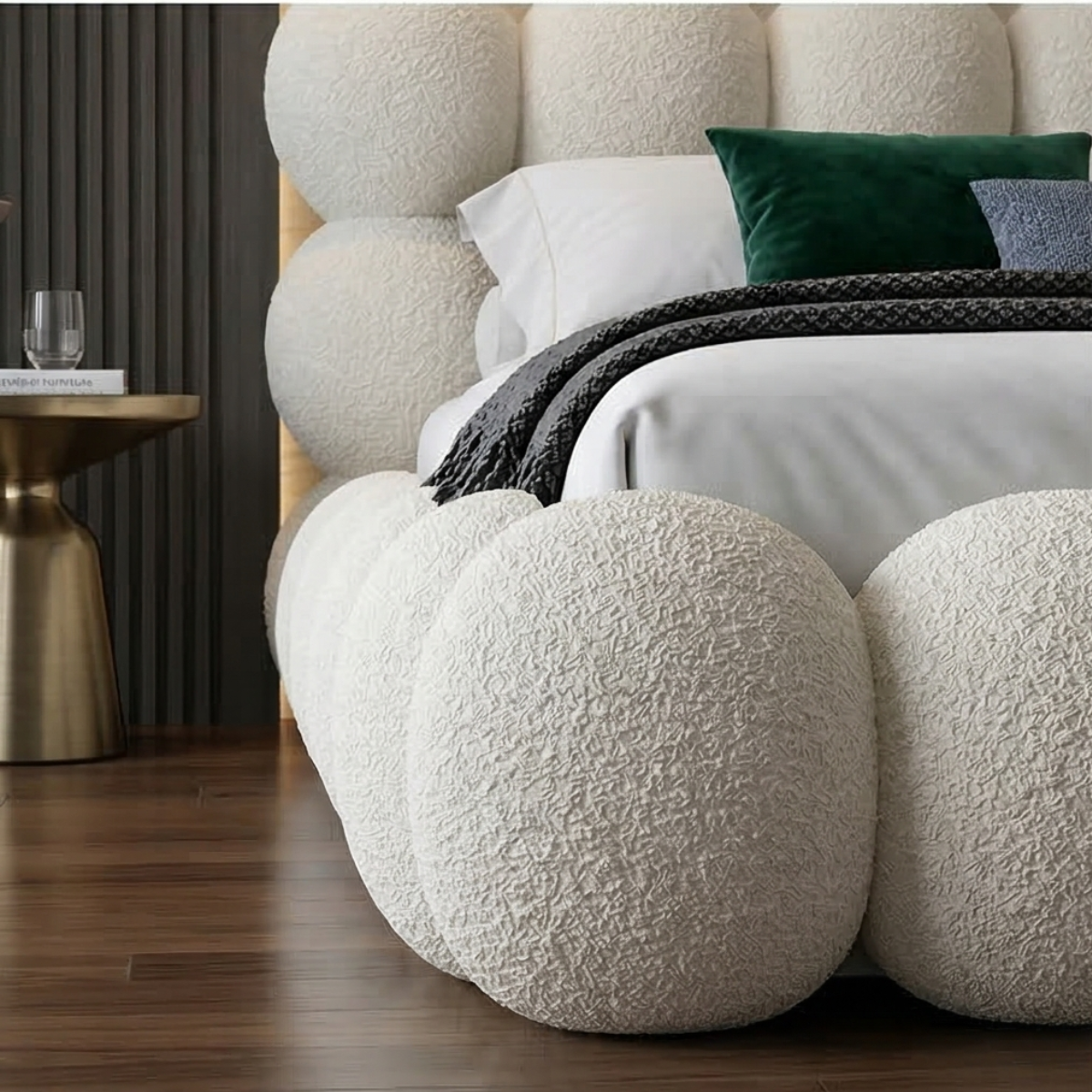 Ivory Bouclé Bubble Bed
