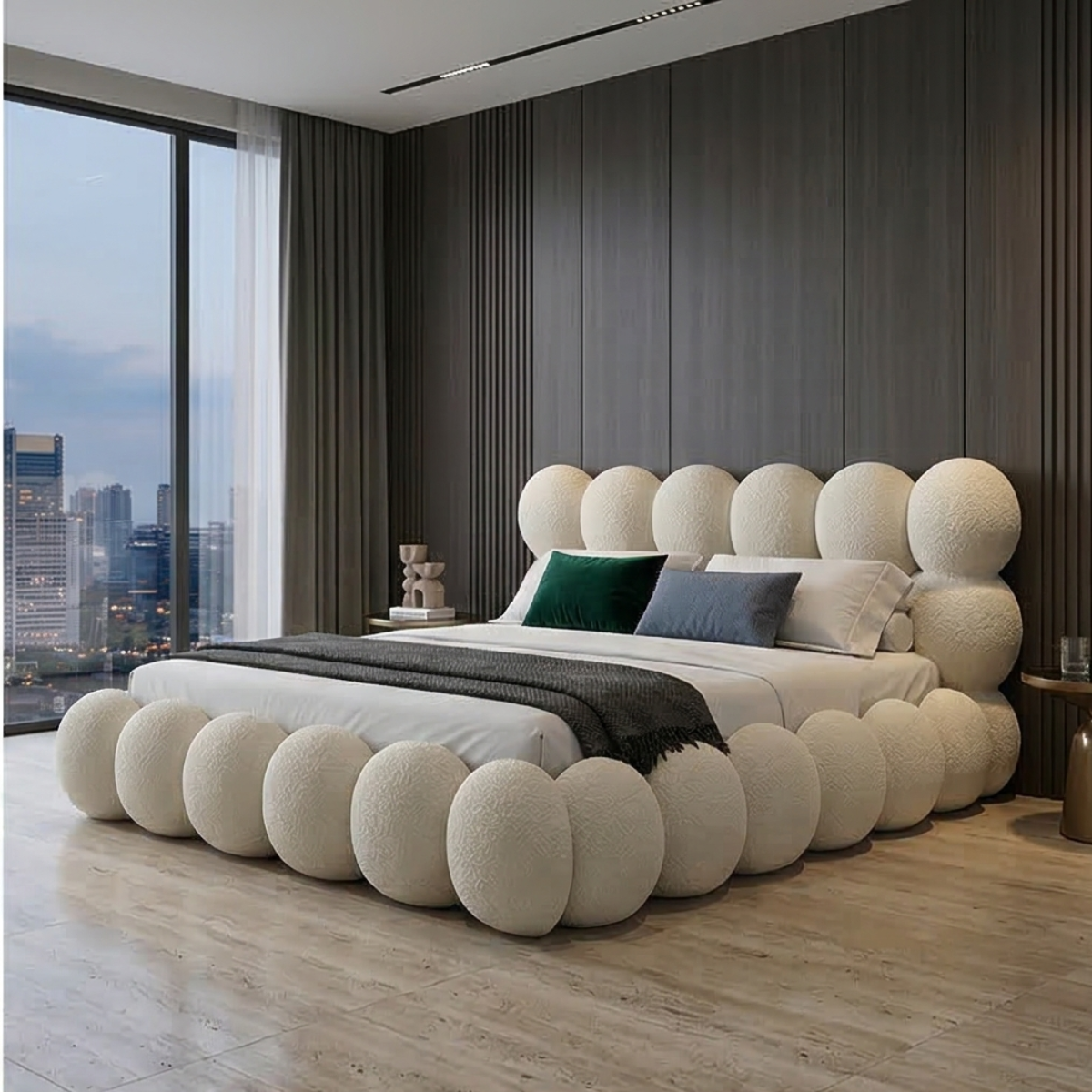 Ivory Bouclé Bubble Bed