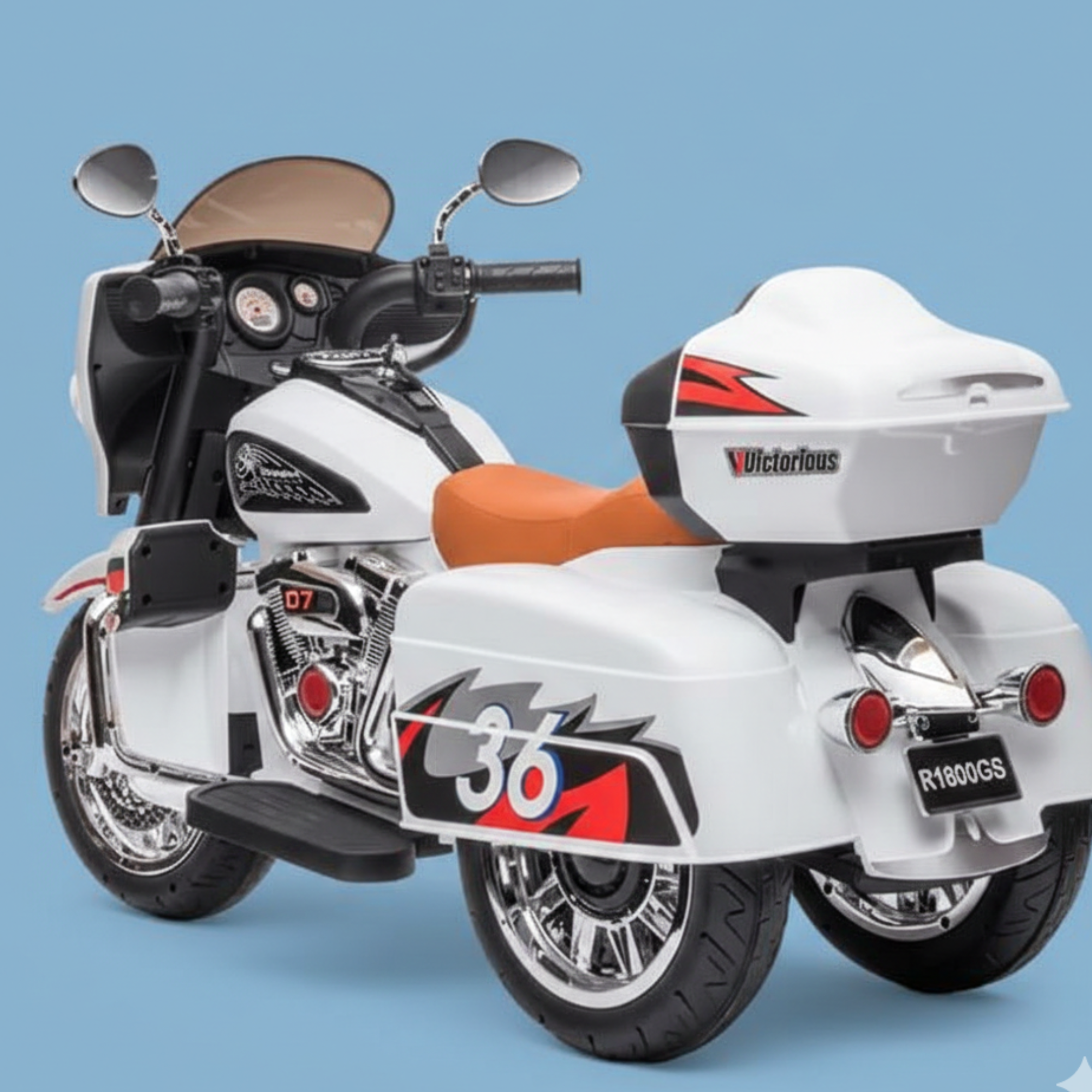 Kids Electric Ride-On Motorcycle with Storage Box – Premium Battery Powered Bike for Kids (White)