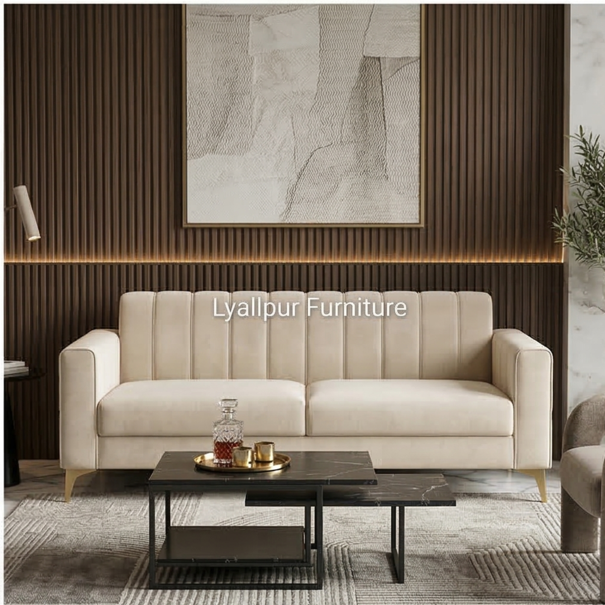 Luxury Cream Channel Sofa