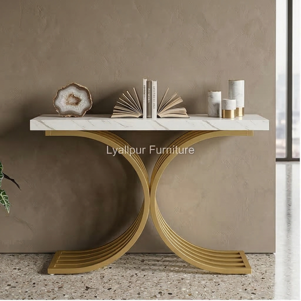 Luxury Gold Arc Marble Console