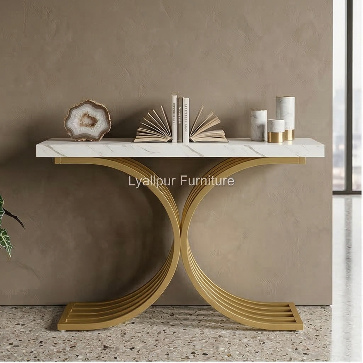 Luxury Gold Arc Marble Console