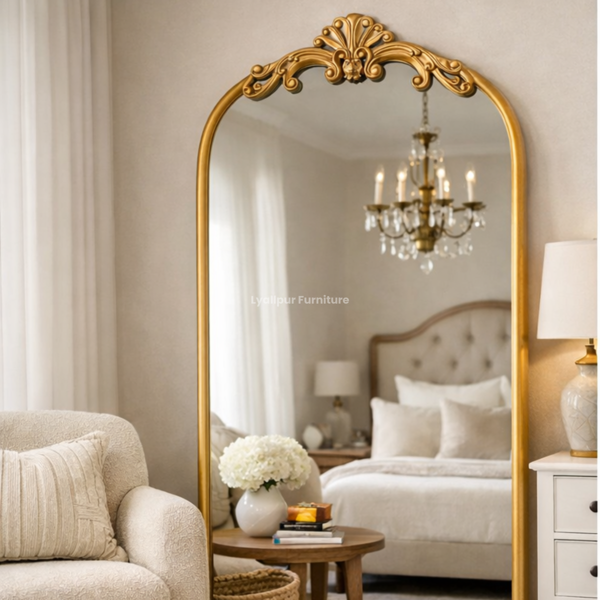 Luxury Gold Floor Mirror – Classic Decorative Mirror