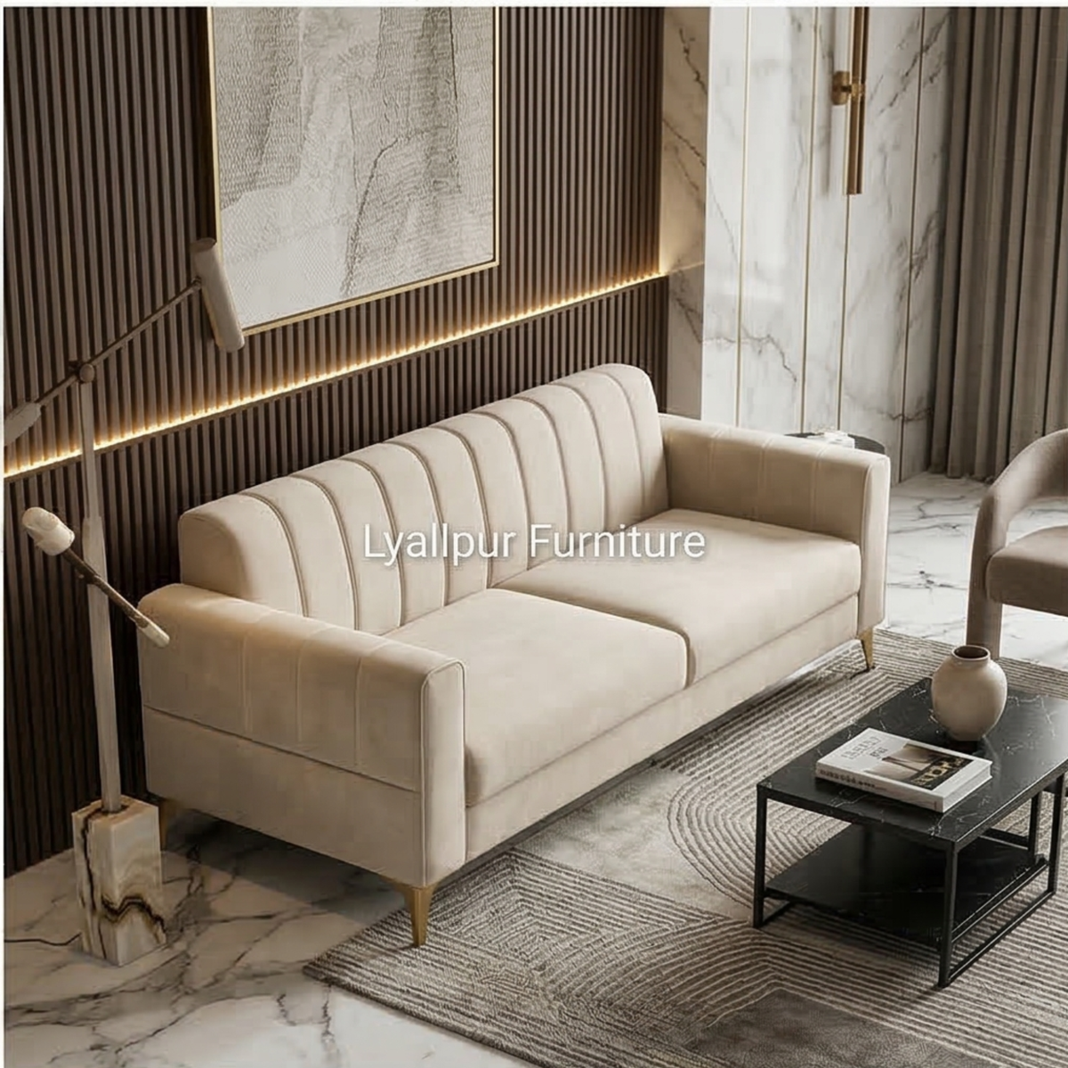 Luxury Cream Channel Sofa