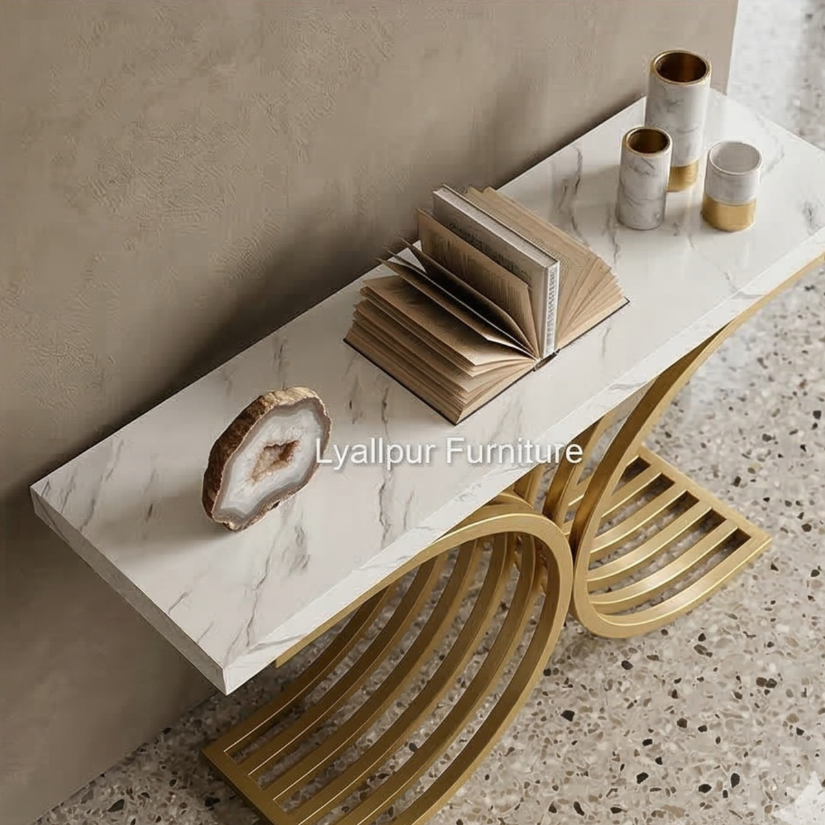 Luxury Gold Arc Marble Console