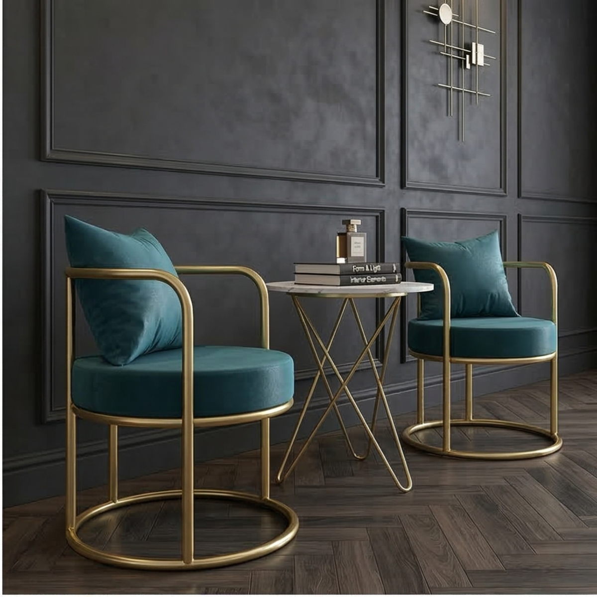 Luxury Gold Frame Accent Lounge Chair