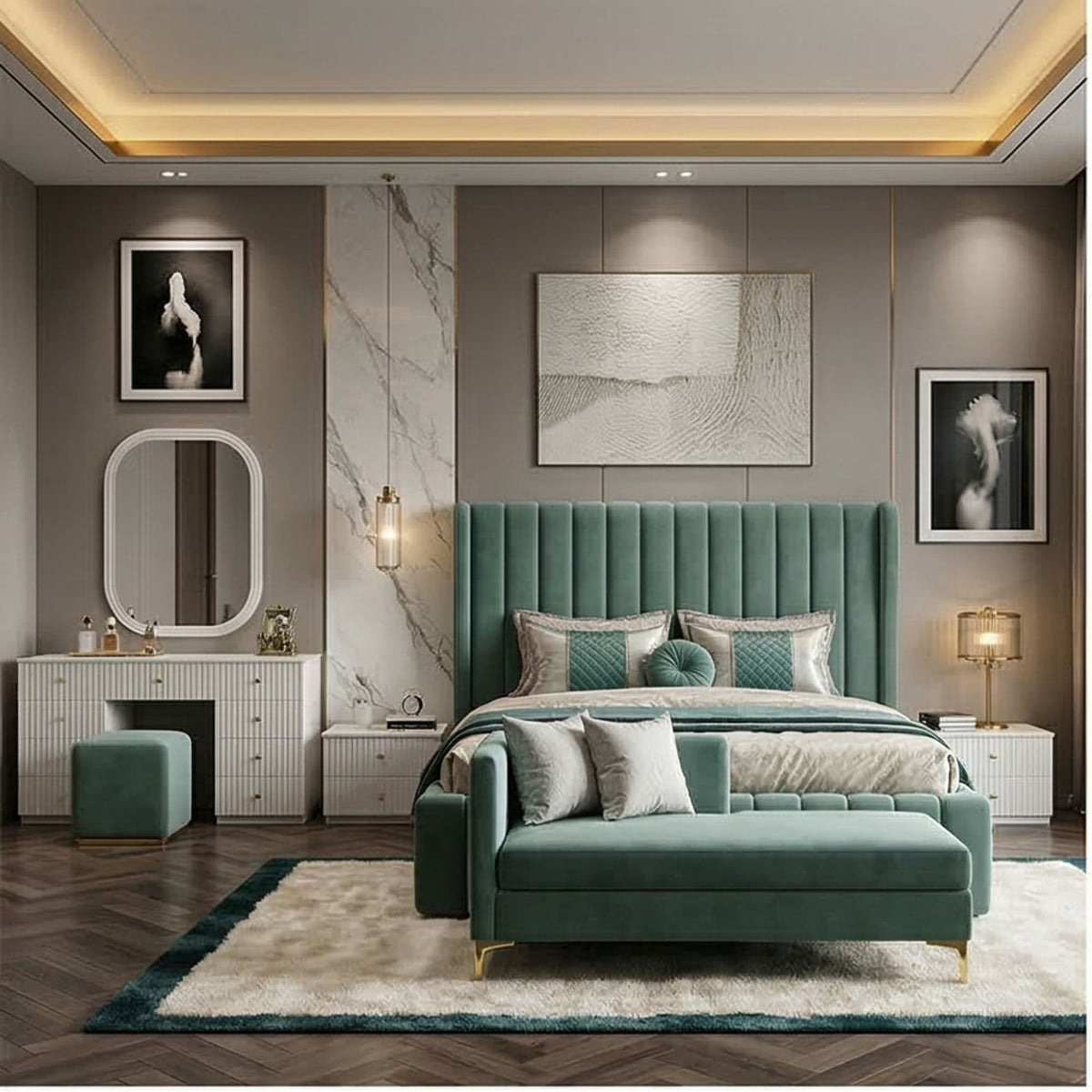 Luxury Velvet Bedroom Set