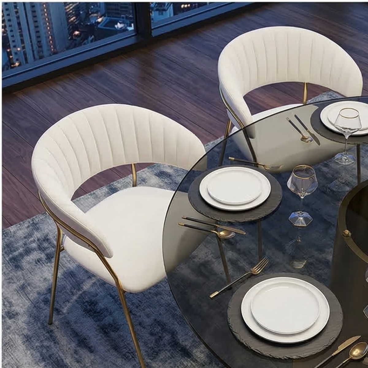 Luxury Velvet Dining Chairs – Gold Frame | Set of 2