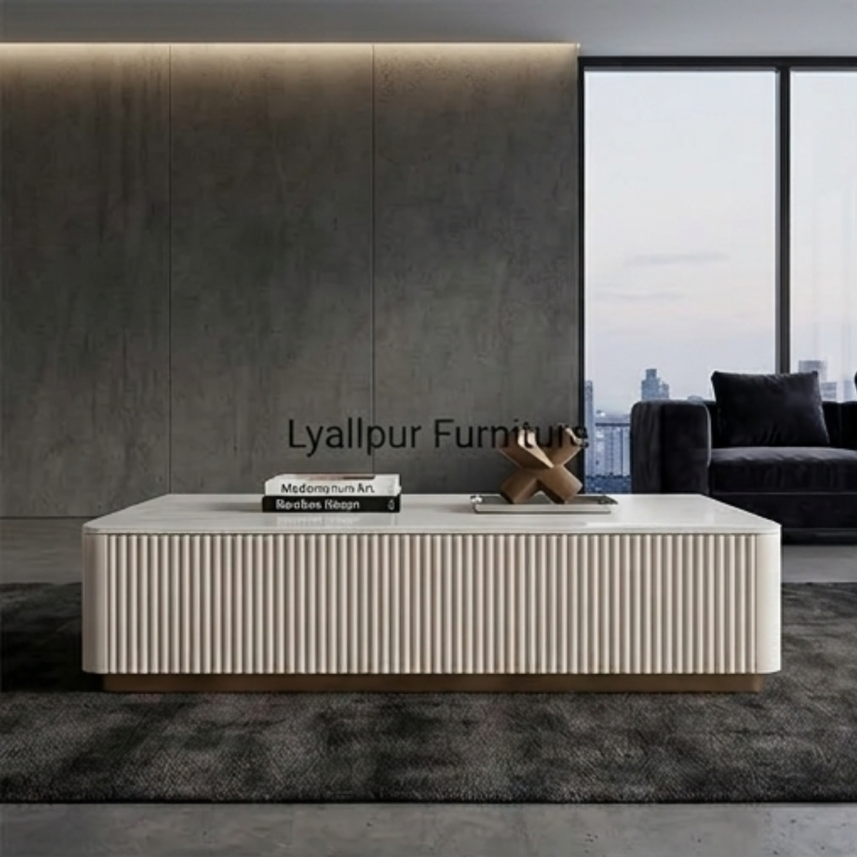 Marble Top Fluted Plinth Table