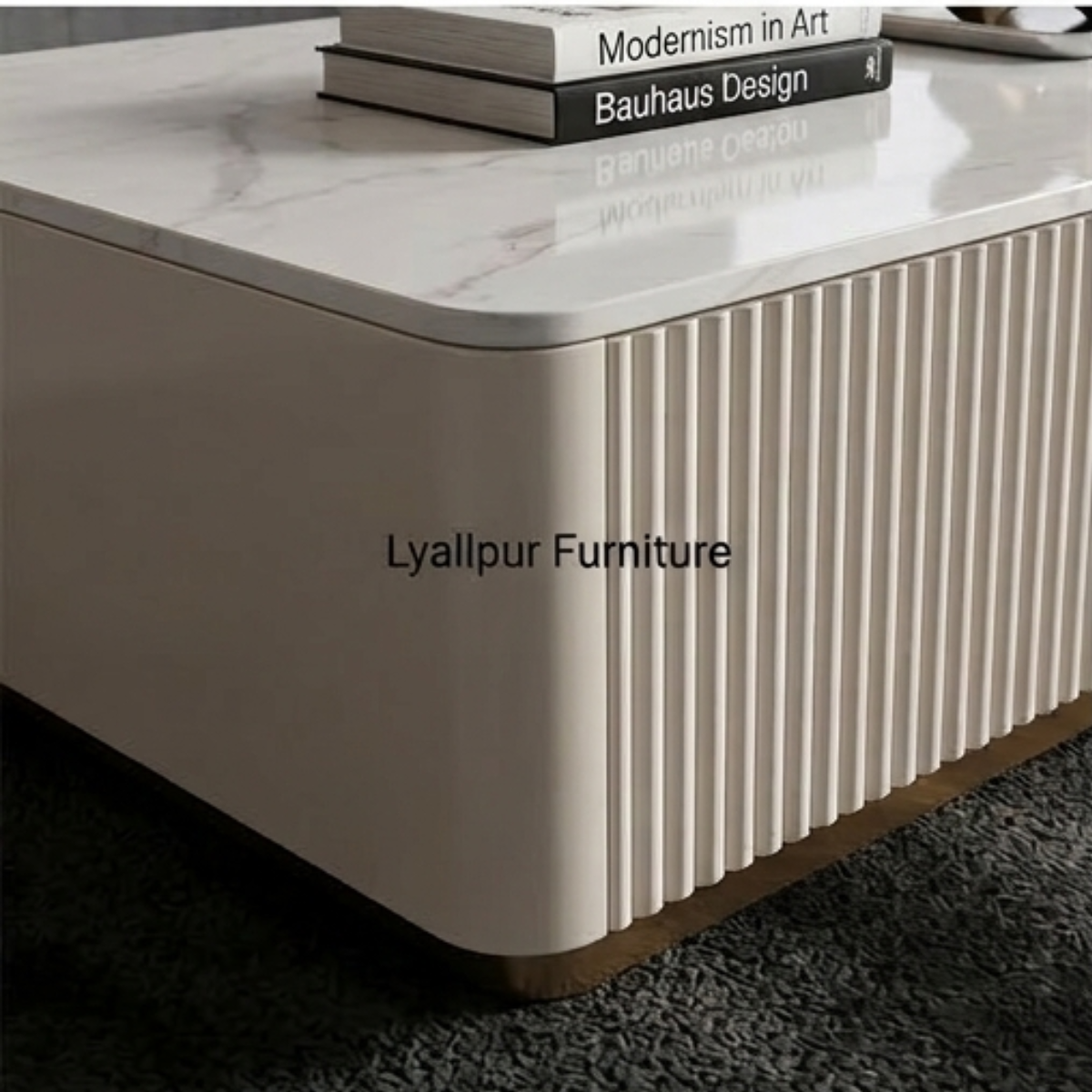 Marble Top Fluted Plinth Table