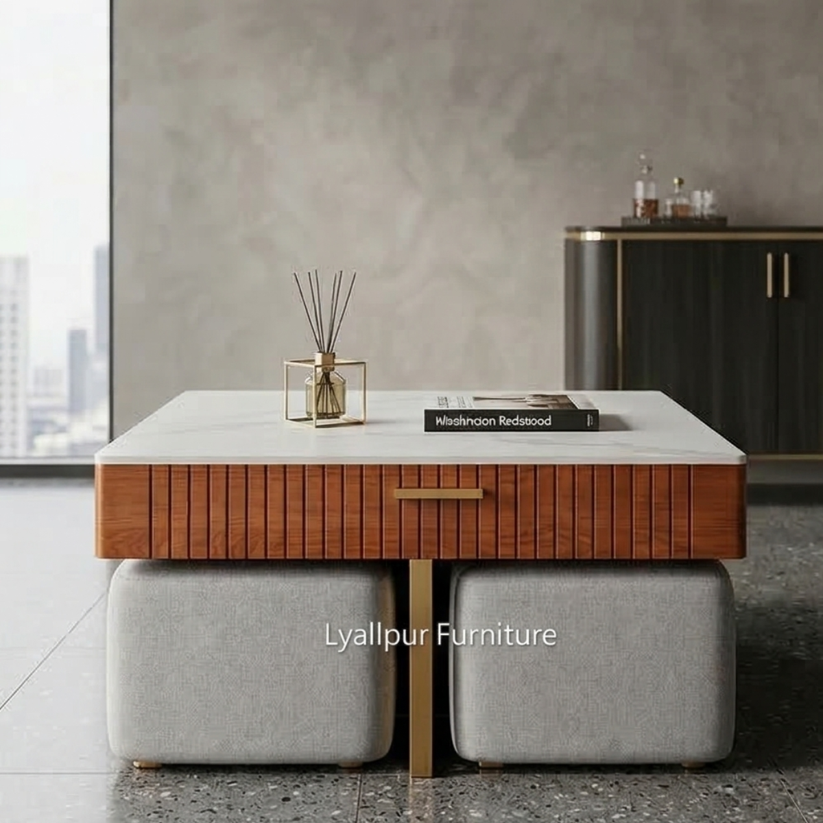 Marble Top Ottoman Coffee Table