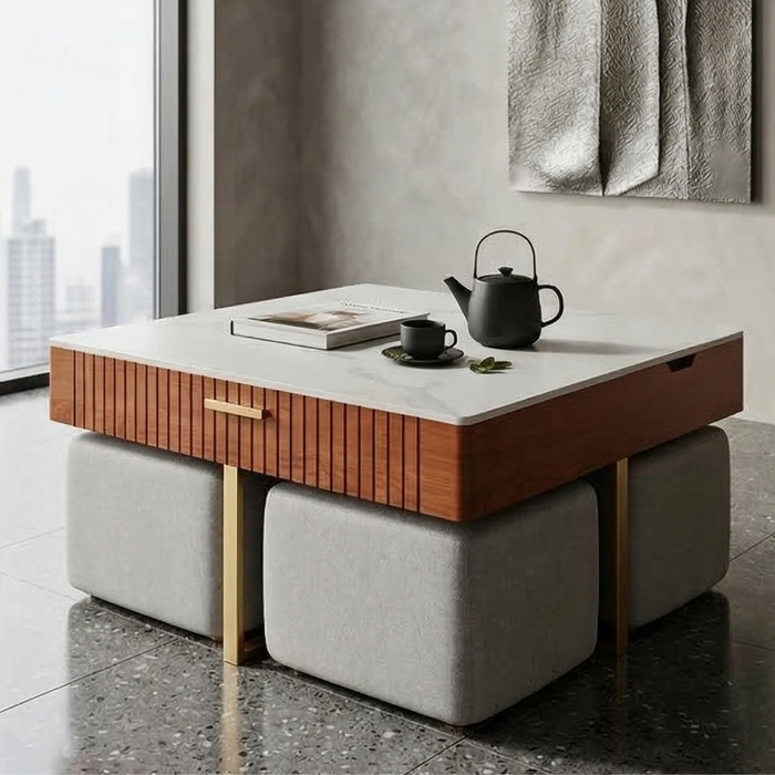 Marble Top Ottoman Coffee Table