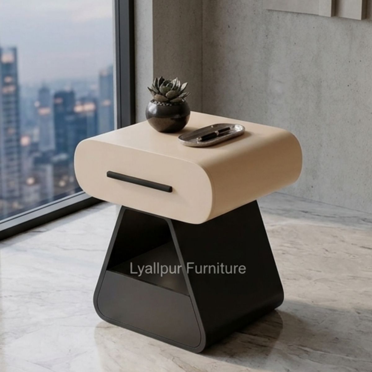 Milo Geometric Pedestal End Table