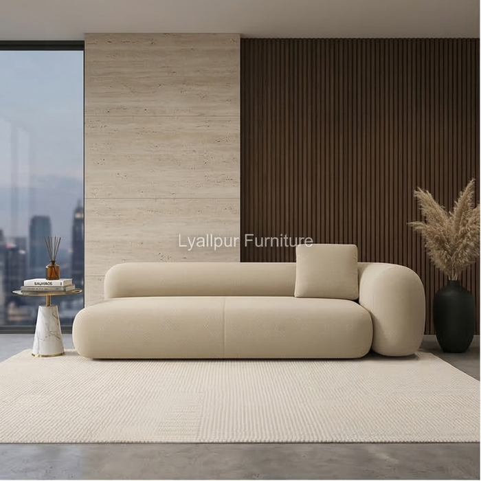 Minimal Curved Cream Sofa