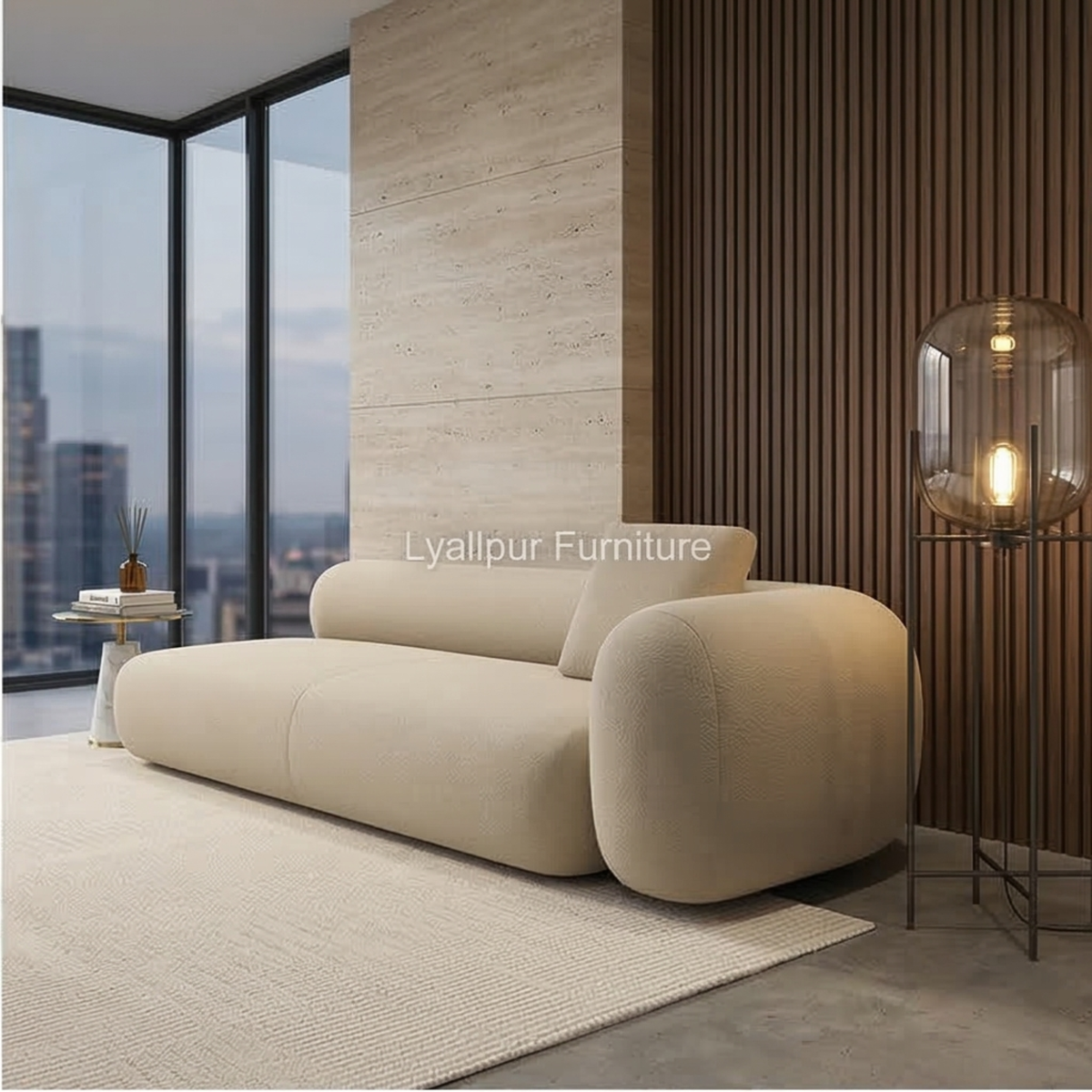 Minimal Curved Cream Sofa