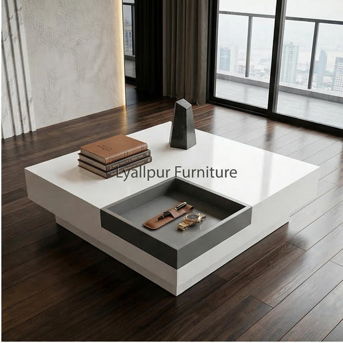 Minimalist Two-Tone Plinth Table