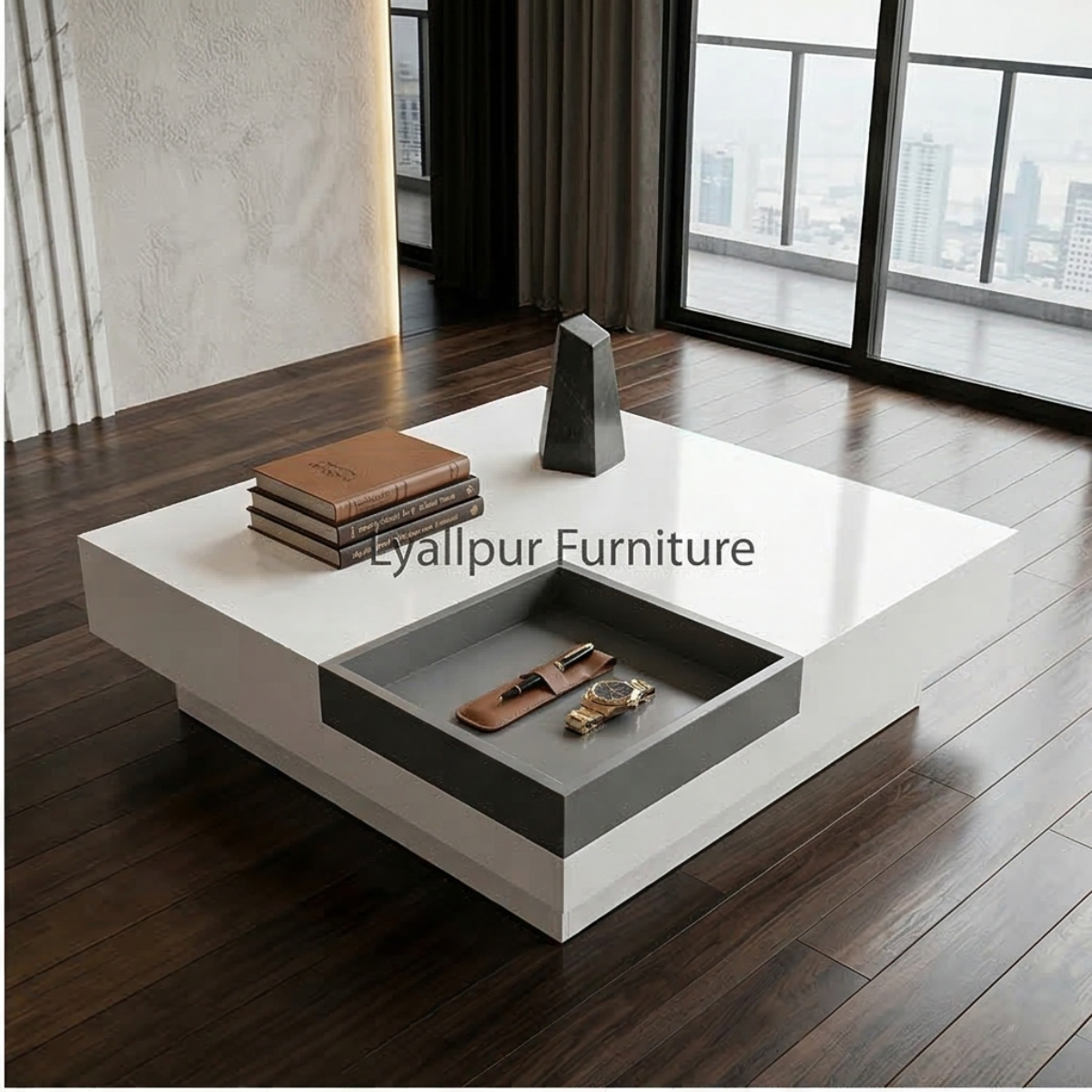 Minimalist Two-Tone Plinth Table