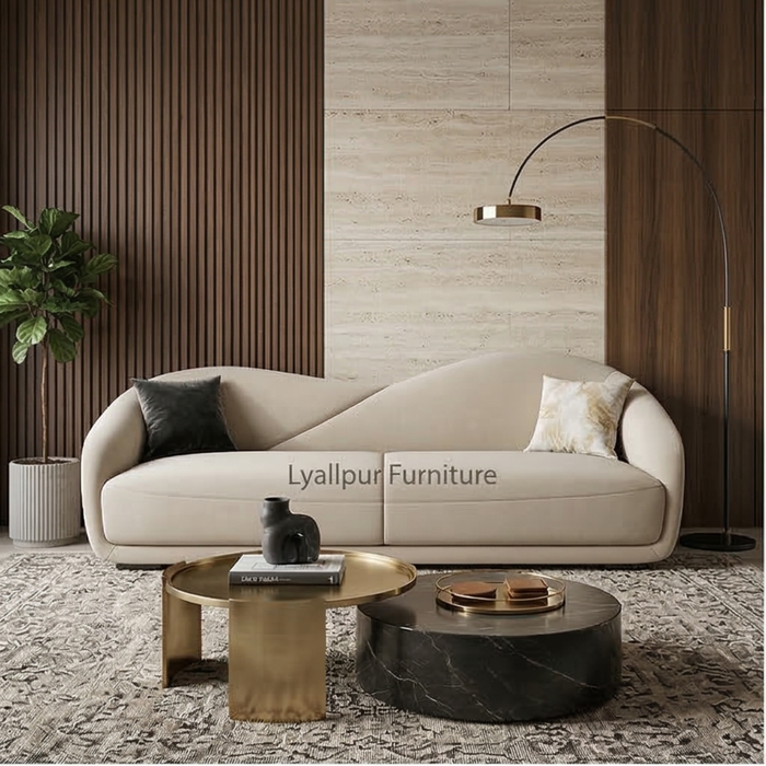 Modern Curved Cream Sofa