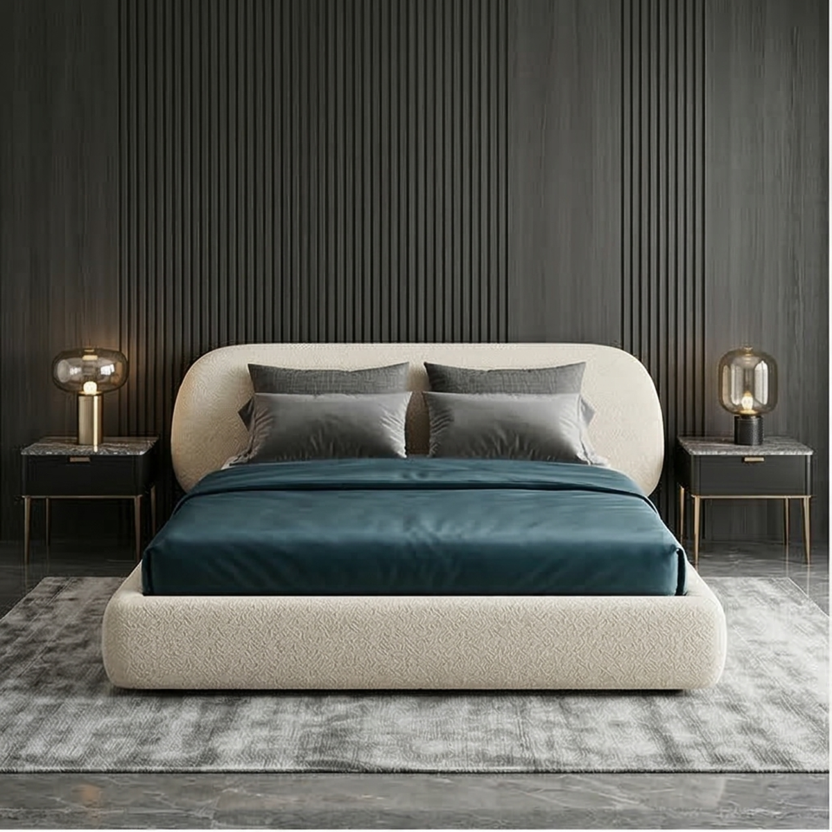 Modern Curved Upholstered Bed