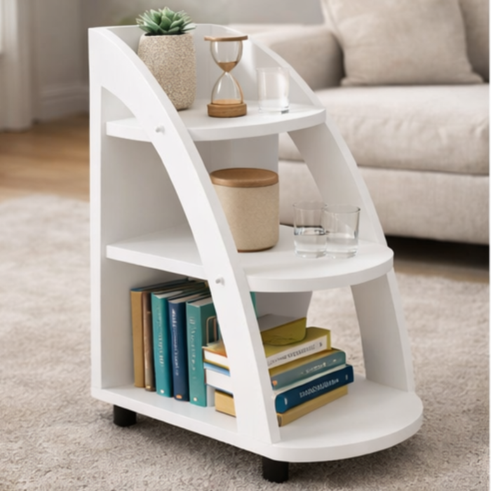 Modern Storage Side Multi Shelf End Table